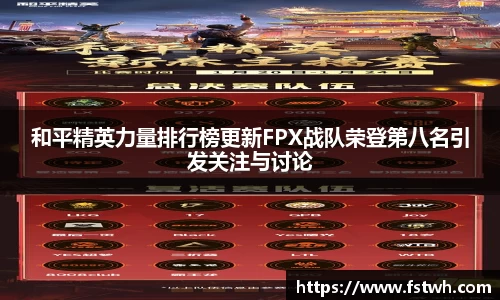 和平精英力量排行榜更新FPX战队荣登第八名引发关注与讨论